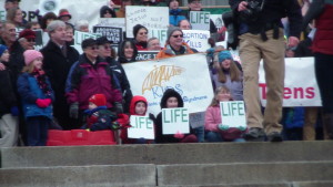 Matt, Zoey and her grandmother Carol at the VT. Statehouse after the March for Life.